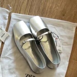Zara Silver Metallic Flats